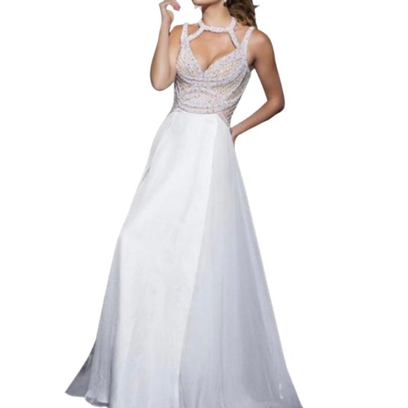Tony Bowls Strappy Beaded Evening Gown - Picture 1 of 2